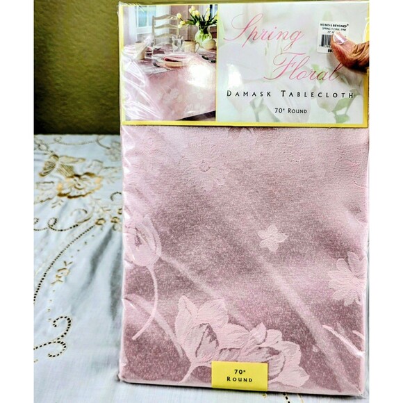 NEW ROYALTY DAMASK COTTON BLEND 70" ROUND DAMASK TABLECLOTH Floral - Picture 1 of 3